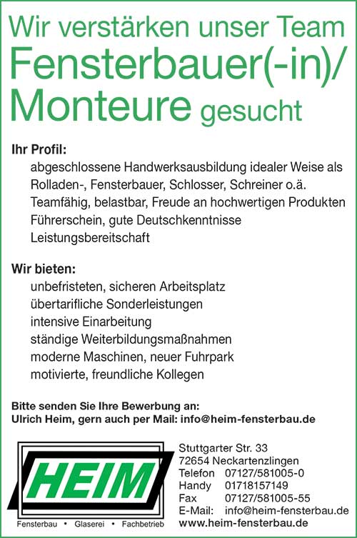 Wir suchen fensterbauer, Glaser und Monteure